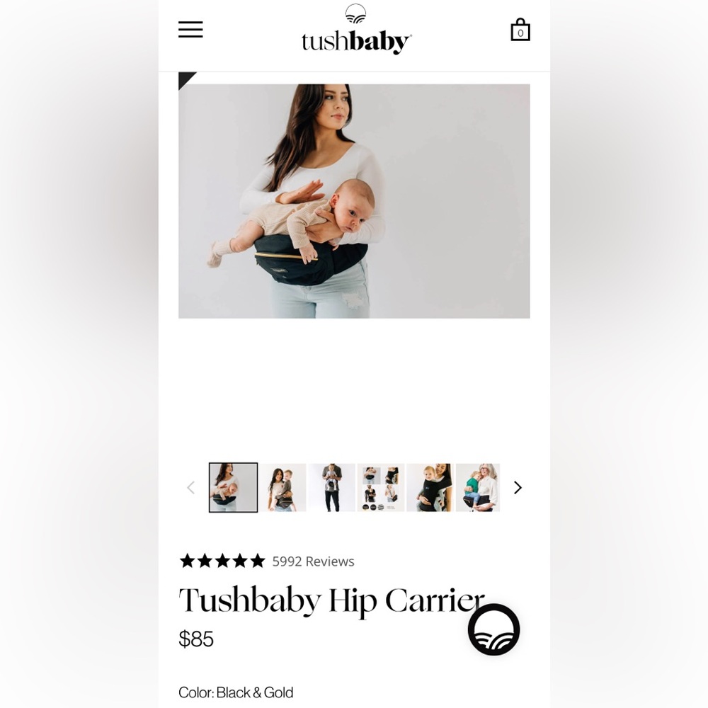 TushBaby Strapless Baby Hipseat. New in Box.